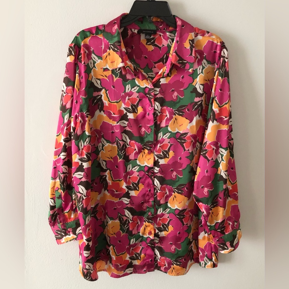 Tamara H Floral Button-Front Blouse 2X